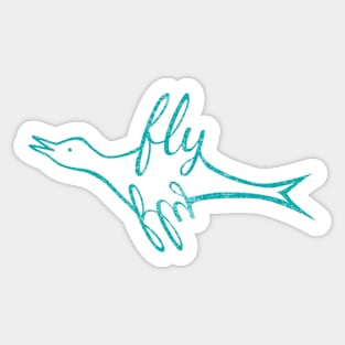 Fly Bird Teal Blue Sticker